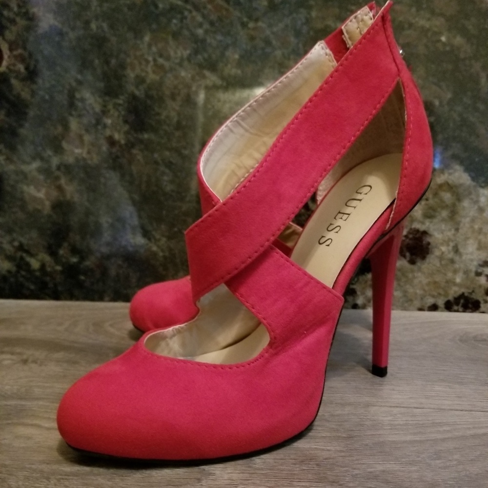 Guess red high heels